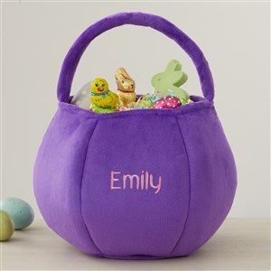 Embroidered Plush Easter Treat Bag - Purple - 40033-PU