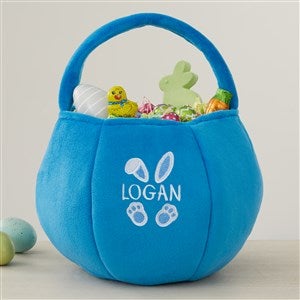 Easter Bunny Embroidered Plush Easter Treat Bag-Blue - 40034-B