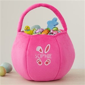 Easter Bunny Embroidered Plush Easter Treat Bag-Pink - 40034-P