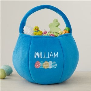 Eggcellent Name Embroidered Plush Easter Treat Bag-Blue - 40036-B
