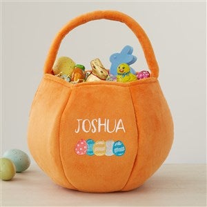 Eggcellent Name Embroidered Plush Easter Treat Bag-Orange - 40036-O