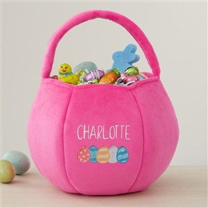 Eggcellent Name Embroidered Plush Easter Treat Bag-Pink - 40036-P