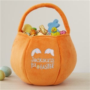 Babys First Easter Embroidered Plush Easter Treat Bag-Orange - 40037-O