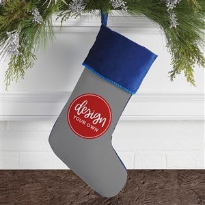 Design Your Own Personalized Christmas Stocking- Grey with Blue Cuff - 40075-G