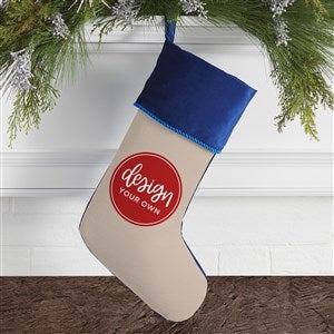 Design Your Own Personalized Christmas Stocking- Tan with Blue Cuff - 40075-T