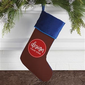 Design Your Own Personalized Christmas Stocking- Brown with Blue Cuff - 40075-BR