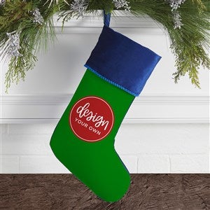 Design Your Own Personalized Christmas Stocking- Green with Blue Cuff - 40075-GR