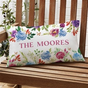 Blooming Blossoms Personalized Lumbar Outdoor Throw Pillow - 12” x 22” - 40086-LB