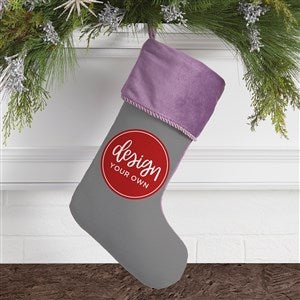 Design Your Own Personalized Christmas Stocking- Grey with Purple Cuff - 40090-G