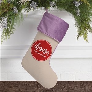 Design Your Own Personalized Christmas Stocking- Tan with Purple Cuff - 40090-T