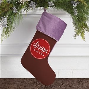 Design Your Own Personalized Christmas Stocking- Brown with Purple Cuff - 40090-BR