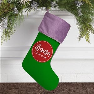 Design Your Own Personalized Christmas Stocking- Green with Purple Cuff - 40090-GR