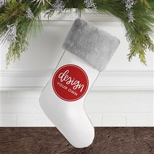 Design Your Own Personalized Christmas Stocking- White with Grey Fur Cuff - 40091-W
