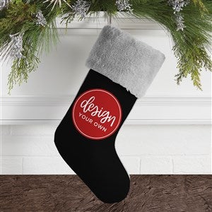Design Your Own Personalized Christmas Stocking- Black with Grey Fur Cuff - 40091-B