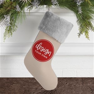 Design Your Own Personalized Christmas Stocking- Tan with Grey Fur Cuff - 40091-T