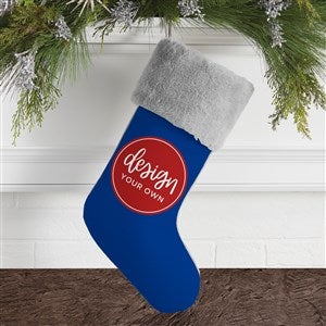 Design Your Own Personalized Christmas Stocking- Blue with Grey Fur Cuff - 40091-BL