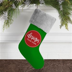 Design Your Own Personalized Christmas Stocking- Green with Grey Fur Cuff - 40091-GR