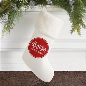 Design Your Own Personalized Christmas Stocking- White with Ivory Fur Cuff - 40092-W