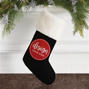 Design Your Own Personalized Christmas Stocking- Black with Ivory Fur Cuff - 40092-B