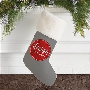 Design Your Own Personalized Christmas Stocking- Grey with Ivory Fur Cuff - 40092-G