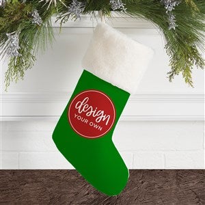 Design Your Own Personalized Christmas Stocking- Green with Ivory Fur Cuff - 40092-GR
