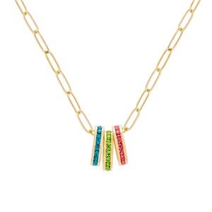 Stackable Birthstone Eternity Charm Paperclip Necklace - Gold - 40097D-G