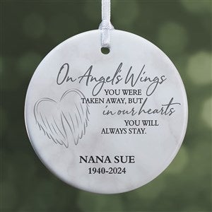 On Angels Wings Memorial Personalized Ornament- 2.85 Glossy - 1 Sided - 40115-1S