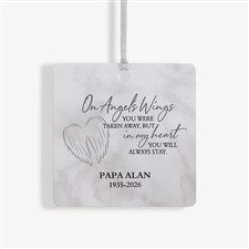 On Angels Wings Memorial Personalized Ornament- 2.75 Metal - 1 Sided - 40115-1M