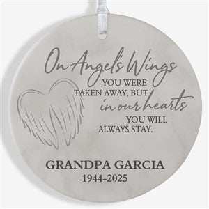 On Angels Wings Memorial Personalized Ornament- 3.75 Matte - 1 Sided - 40115-1L
