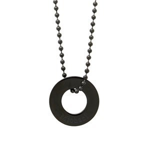 Personalized Mens Black Steel Circle Pendant - 40174D