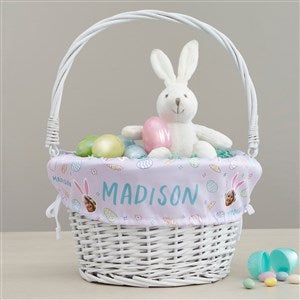 Hoppy Easter Personalized Photo Easter White Basket with Folding Handle - 40189-W