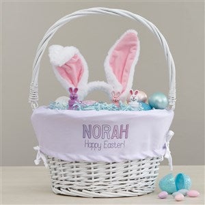 Ombre Name Personalized Easter White Basket with Folding Handle - 40194-W