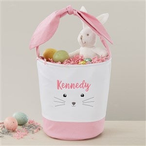 Lovable Bunny Embroidered Pink Easter Basket - 40203-P