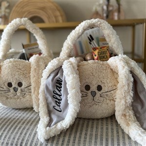 Sherpa Bunny Embroidered Plush Easter Treat Bag