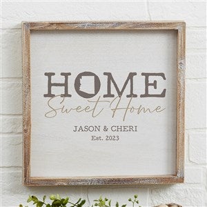 Home Sweet Home Personalized State Barnwood Wall Art- 12" x 12" - 40219-12x12