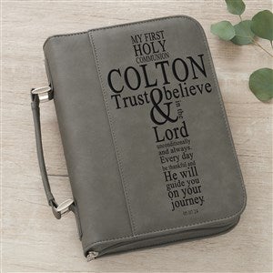 First Communion Personalized Bible Cover-Charcoal - 40266-G