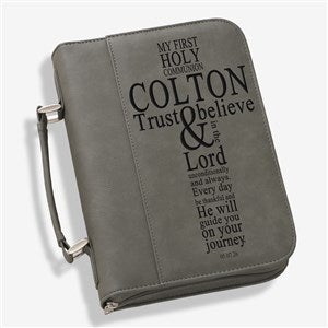 First Communion Personalized Bible Cover-Charcoal - 40266-G