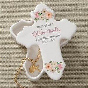 Floral First Communion Personalized Cross Box - 40270