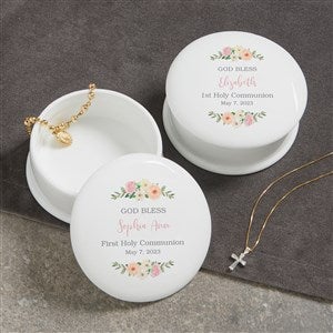 Floral First Communion Personalized Jewelry Box - 40272