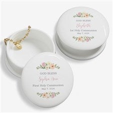 Floral First Communion Personalized Jewelry Box - 40272
