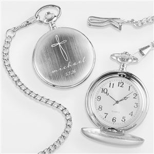 Holy Name Engraved First Communion Silver Pocket Watch - 40275