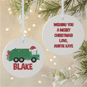 Construction & Monster Truck Personalized Ornament- 3.75" Matte - 2 Sided - 40311-2L