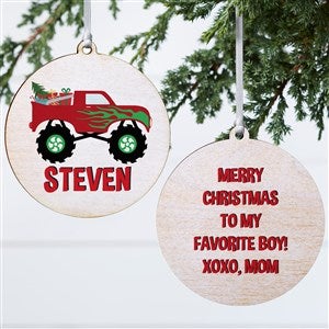 Construction & Monster Truck Personalized Ornament- 3.75" Wood - 2 Sided - 40311-2W