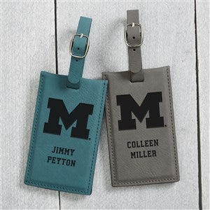 NCAA Michigan Wolverines Personalized Leatherette Luggage Tag- Charcoal - 40315-G