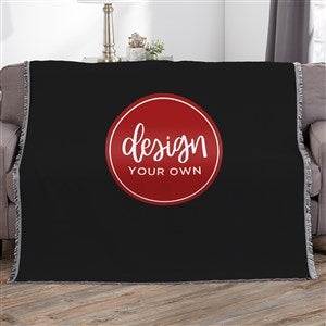 Design Your Own Personalized 56x60 Woven Throw- Black - 40366-B