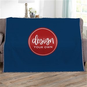 Design Your Own Personalized 56x60 Woven Throw- Navy Blue - 40366-NB