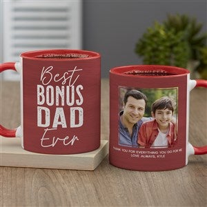 Best Step Dad Personalized Photo Coffee Mug  11 oz.- Red - 40462-R