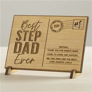 Best Step Dad Personalized Wood Postcard-Natural - 40464