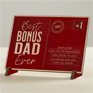 Best Step Dad Personalized Wood Postcard-Red - 40464-R