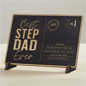 Best Step Dad Personalized Wood Postcard-Black Stain - 40464-BK